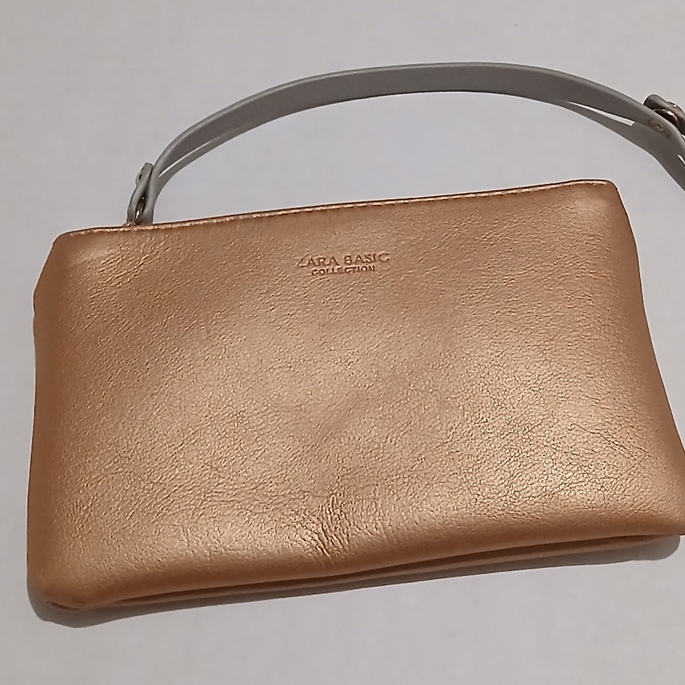 Zara Basic Collection Gold Tone Small Wristlet Zi… - image 2